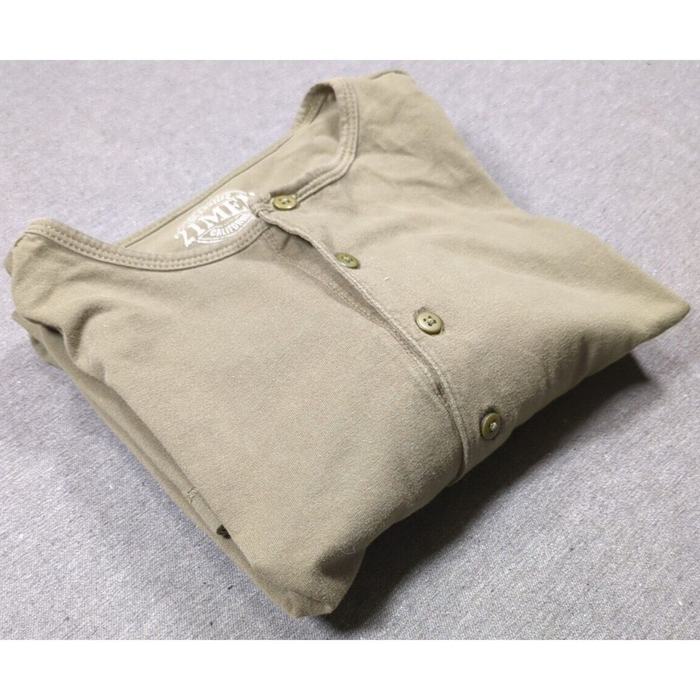 21 Men Los Angeles‎ Olive Green Henley Long Sleeve Soft Cotton Mens Size M Shirt